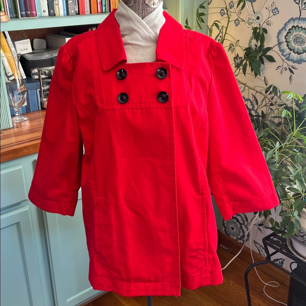 Old‎ Navy XXL red cotton 3/4 sleeve peacoat style jacket with pockets